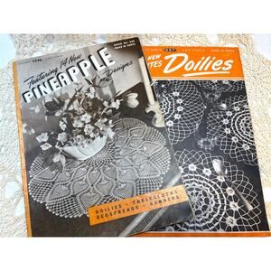 Vintage 1940s Coats & Clark Crochet Doilies Instruction Pattern Booklets (2)
